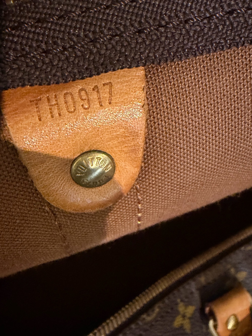 Louis Vuitton Monogram Canvas Travel Bag with Tan Leather Straps - Picture 16 of 16